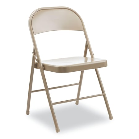 Armless Steel Folding Chair, Supports Up To 275 Lb, Tan, PK4, 4PK